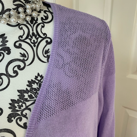 Dana Buchman Womens Sweater, Purple, Cardigan Textured Knit Asymmetric, size Lg. - Picture 3 of 11